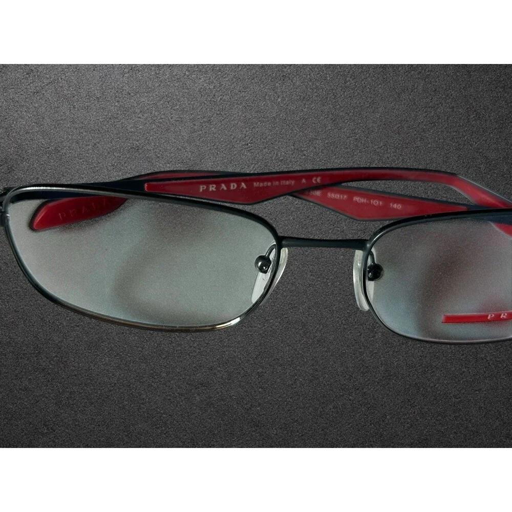 Prada Linea Rossa PS 50QV Eyeglasses Frame Only Black Red Men's
